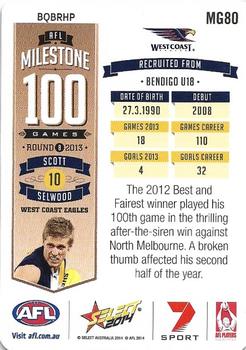 2014 Select AFL Champions - Milestone Game Foils #MG80 Scott Selwood Back